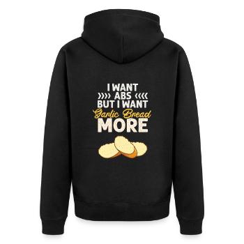 Garlic Garlic Bread Food Gift - Unisex Premium Organic Zip Hoodie - black - Back - Nico (187cm)