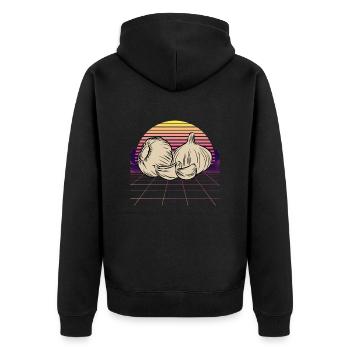 Knoblauch Knoblauchbrot Essen Geschenk - Unisex Premium Bio Zip Hoodie - Schwarz - Hinten - Nico (187cm)
