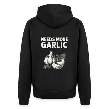 Knoblauch Knoblauchbrot Essen Geschenk - Unisex Premium Bio Zip Hoodie - Schwarz - Hinten - Nico (187cm)
