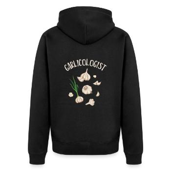 Knoblauch Knoblauchbrot Essen Geschenk - Unisex Premium Bio Zip Hoodie - Schwarz - Hinten - Nico (187cm)