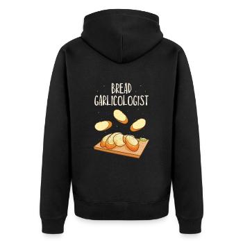 Knoblauch Knoblauchbrot Essen Geschenk - Unisex Premium Bio Zip Hoodie - Schwarz - Hinten - Nico (187cm)
