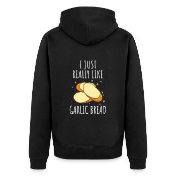 Knoblauch Knoblauchbrot Essen Geschenk - Unisex Premium Bio Zip Hoodie - Schwarz - Hinten - Nico (187cm)