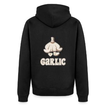Knoblauch Knoblauchbrot Essen Geschenk - Unisex Premium Bio Zip Hoodie - Schwarz - Hinten - Nico (187cm)
