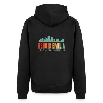 Reggio Emilia - Unisex Premium Bio Zip Hoodie - Schwarz - Hinten - Nico (187cm)