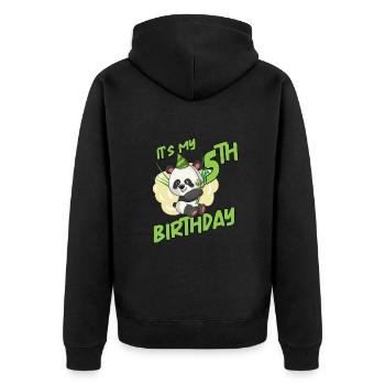 Es ist mein 5. Geburtstag Panda - Unisex Premium Bio Zip Hoodie - Schwarz - Hinten - Nico (187cm)