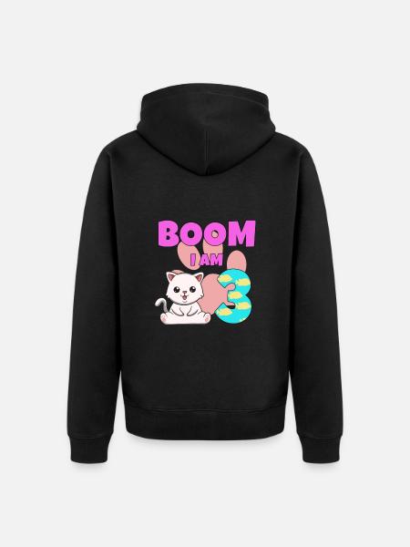 3rd birthday cat - Unisex Premium Organic Zip Hoodie - black