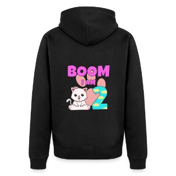 2. Geburtstag Katze - Unisex Premium Bio Zip Hoodie - Schwarz - Hinten - Nico (187cm)