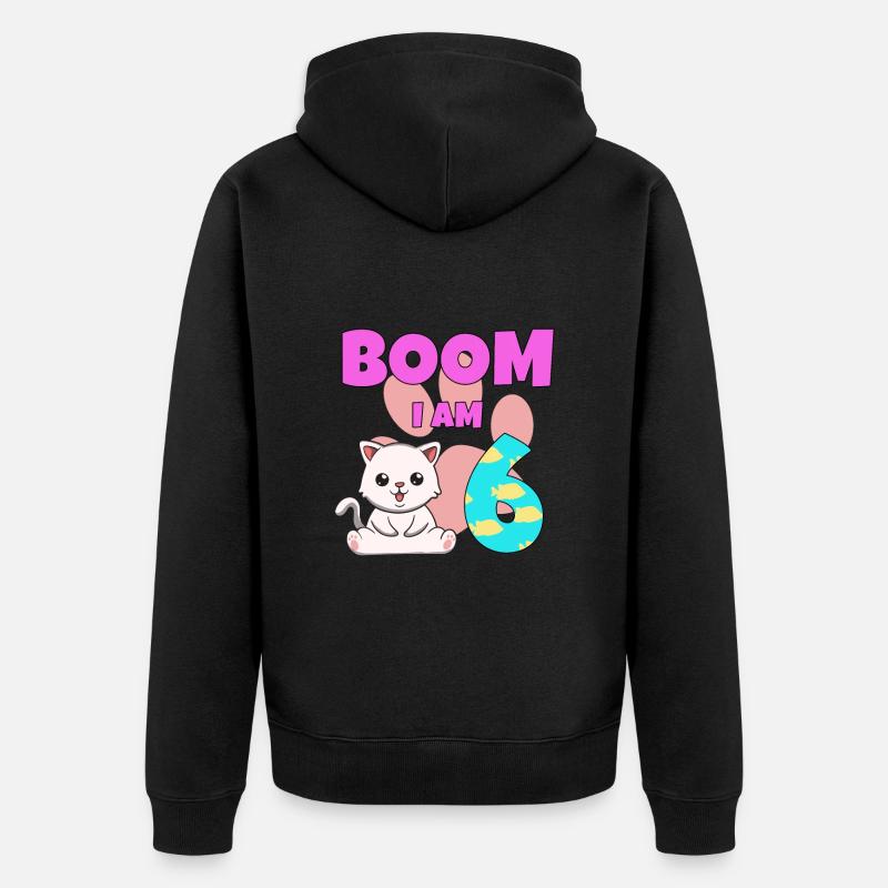 Chat de 6e anniversaire - Veste à capuche bio Premium Unisexe - noir