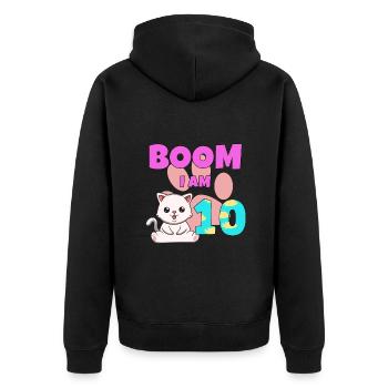 10th birthday cat - Unisex Premium Organic Zip Hoodie - black - Back - Nico (187cm)