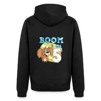 5. Geburtstag Hund - Unisex Premium Bio Zip Hoodie - Schwarz - Hinten - Nico (187cm)
