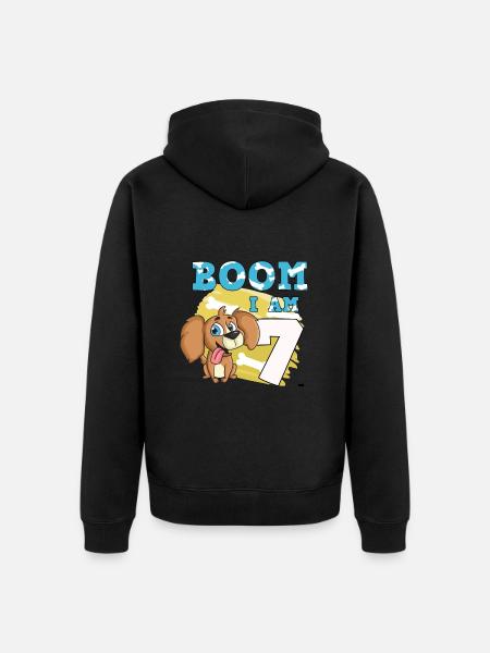 7th birthday dog - Unisex Premium Organic Zip Hoodie - black