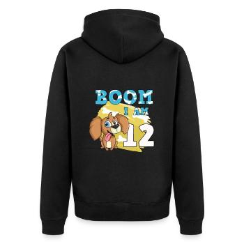12. Geburtstag Hund - Unisex Premium Bio Zip Hoodie - Schwarz - Hinten - Nico (187cm)
