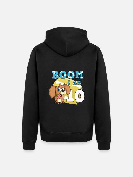 10th birthday dog - Unisex Premium Organic Zip Hoodie - black
