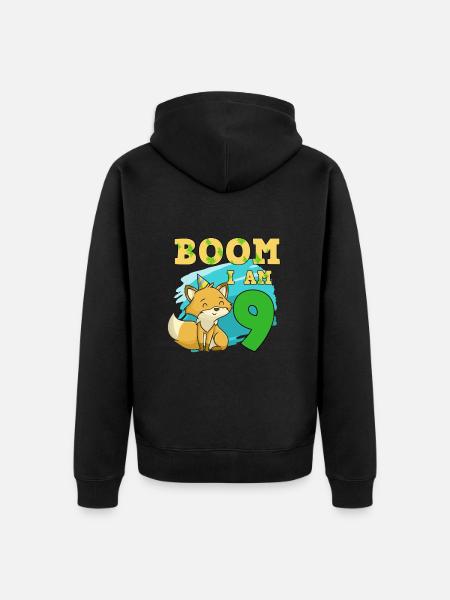 9th birthday fox - Unisex Premium Organic Zip Hoodie - black