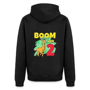 2nd birthday giraffe - Unisex Premium Organic Zip Hoodie - black - Back - Nico (187cm)