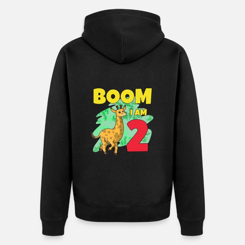 Girafe 2ème anniversaire - Veste à capuche bio Premium Unisexe - noir