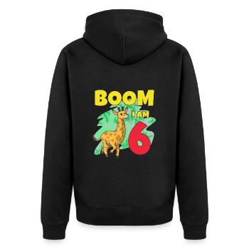 Girafe 6ème anniversaire - Veste à capuche bio Premium Unisexe - noir - Dos - Nico (187cm)
