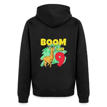 9th birthday giraffe - Unisex Premium Organic Zip Hoodie - black - Back - Nico (187cm)