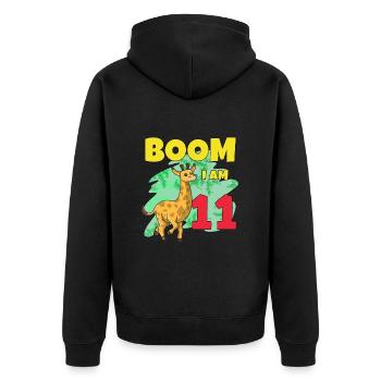 Girafe de 11e anniversaire - Veste à capuche bio Premium Unisexe - noir - Dos - Nico (187cm)