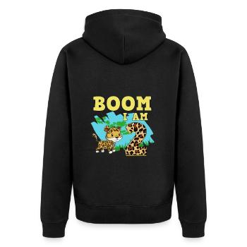 2nd birthday Jaguar - Unisex Premium Organic Zip Hoodie - black - Back - Nico (187cm)