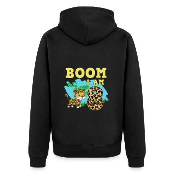 8th birthday Jaguar - Unisex Premium Organic Zip Hoodie - black - Back - Nico (187cm)