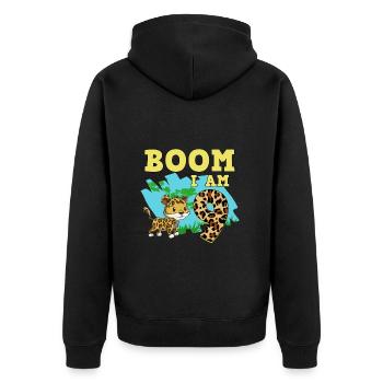 9th birthday Jaguar - Unisex Premium Organic Zip Hoodie - black - Back - Nico (187cm)
