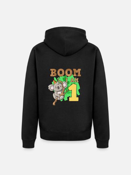 1st birthday koala - Unisex Premium Organic Zip Hoodie - black