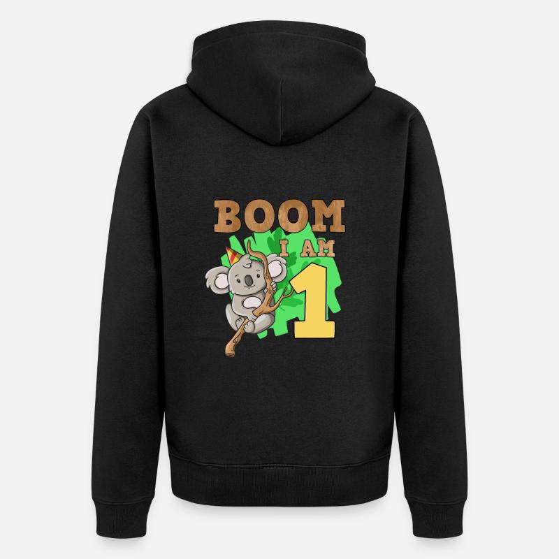 1er anniversaire koala - Veste à capuche bio Premium Unisexe - noir