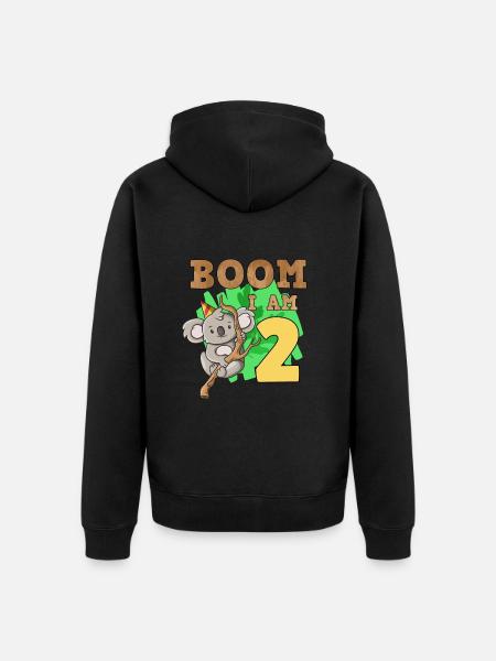 2nd birthday koala - Unisex Premium Organic Zip Hoodie - black