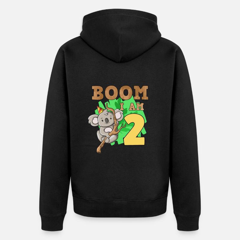2ème anniversaire koala - Veste à capuche bio Premium Unisexe - noir