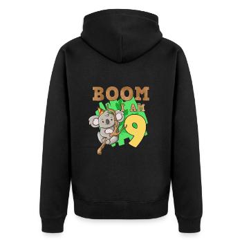 9th birthday koala - Unisex Premium Organic Zip Hoodie - black - Back - Nico (187cm)