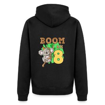 8th birthday koala - Unisex Premium Organic Zip Hoodie - black - Back - Nico (187cm)