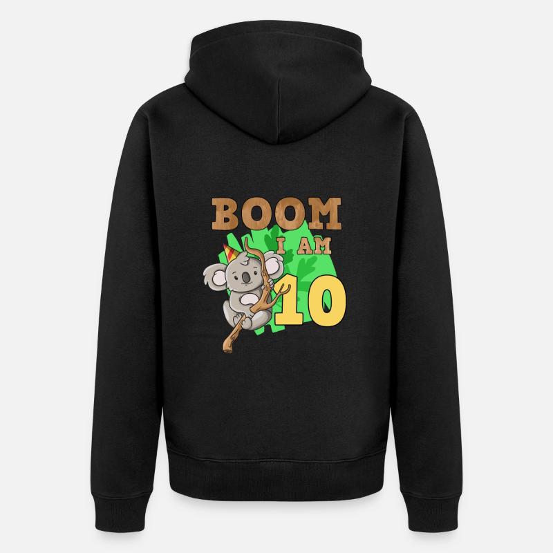 10e anniversaire koala - Veste à capuche bio Premium Unisexe - noir