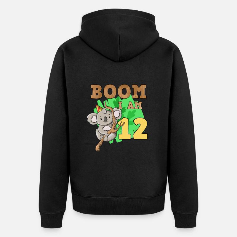 12e anniversaire koala - Veste à capuche bio Premium Unisexe - noir