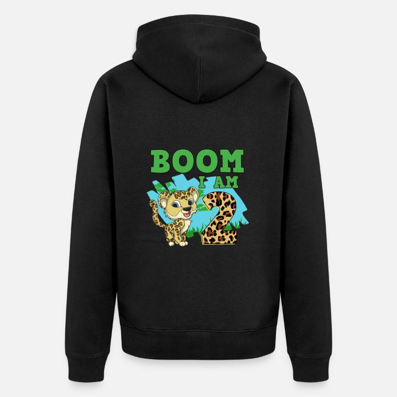 2ème anniversaire léopard - Veste à capuche bio Premium Unisexe - noir