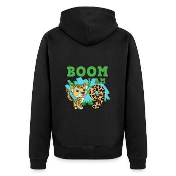 9th Birthday Leopard - Unisex Premium Organic Zip Hoodie - black - Back - Nico (187cm)