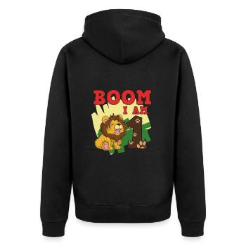 1. Geburtstag - Unisex Premium Bio Zip Hoodie - Schwarz - Hinten - Nico (187cm)