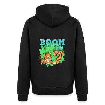 7. Geburtstag - Unisex Premium Bio Zip Hoodie - Schwarz - Hinten - Nico (187cm)