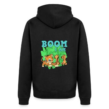 11. Geburtstag - Unisex Premium Bio Zip Hoodie - Schwarz - Hinten - Nico (187cm)