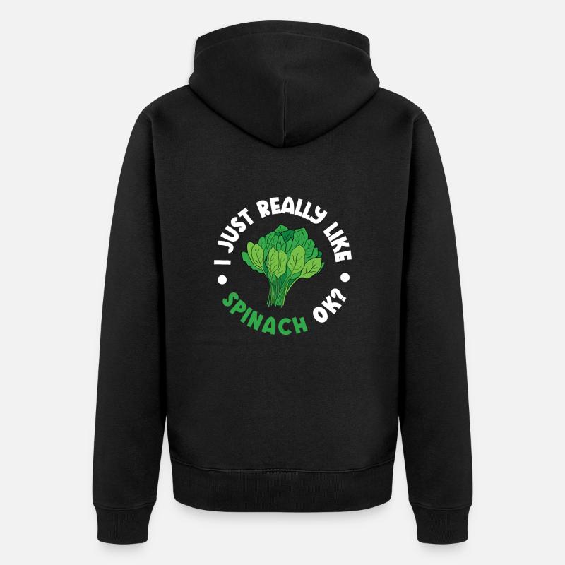 Spinat - Unisex Premium Bio Zip Hoodie - Schwarz