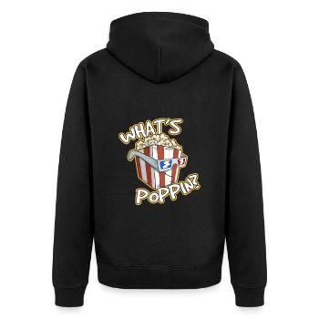 Whats Poppin - Unisex Premium Bio Zip Hoodie - Schwarz - Hinten - Nico (187cm)