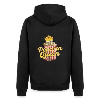 Popcorn-Königin - Unisex Premium Bio Zip Hoodie - Schwarz - Hinten - Nico (187cm)
