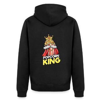 Popcorn-König - Unisex Premium Bio Zip Hoodie - Schwarz - Hinten - Nico (187cm)