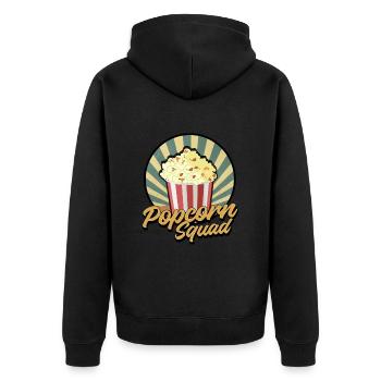 Popcorn-Kader - Unisex Premium Bio Zip Hoodie - Schwarz - Hinten - Nico (187cm)