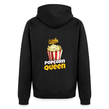 Popcorn-Königin - Unisex Premium Bio Zip Hoodie - Schwarz - Hinten - Nico (187cm)