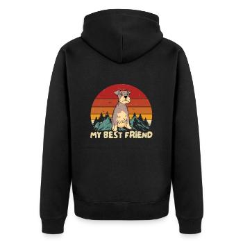 Miniature Schnauzer - Unisex Premium Organic Zip Hoodie - black - Back - Nico (187cm)