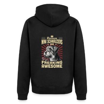 Zwergschnauzer - Unisex Premium Bio Zip Hoodie - Schwarz - Hinten - Nico (187cm)