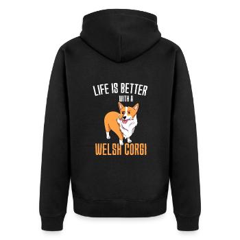 Corgi gallois - Veste à capuche bio Premium Unisexe - noir - Dos - Nico (187cm)
