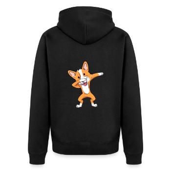 Corgi gallois - Veste à capuche bio Premium Unisexe - noir - Dos - Nico (187cm)