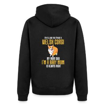 Corgi gallois - Veste à capuche bio Premium Unisexe - noir - Dos - Nico (187cm)